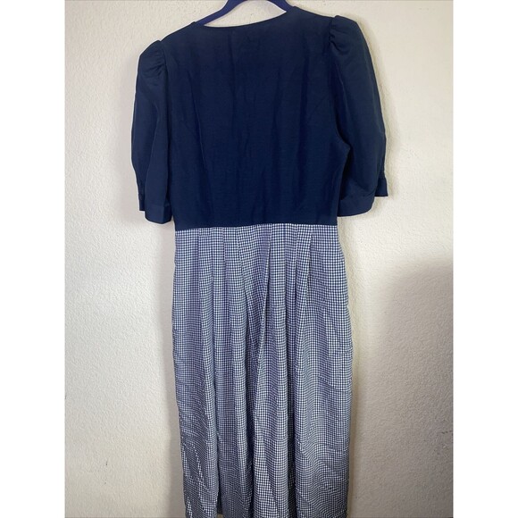 Vintage Women’s German Trachten Cottage Octoberfest Front Button Dress Plaid 38 - Picture 11 of 15